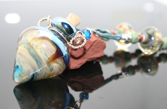 lampwork glass bottle necklace