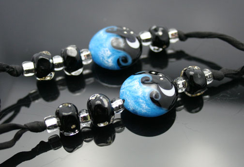 hand-crafted custom lampwork beads with stars and moon