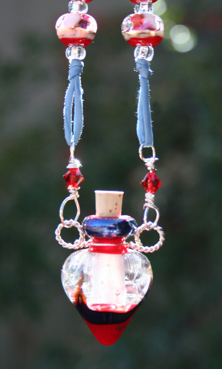 aromatherapy necklace hanging in the sun