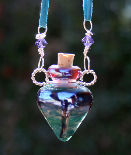 lampwork glass aromatherapy bottle necklace