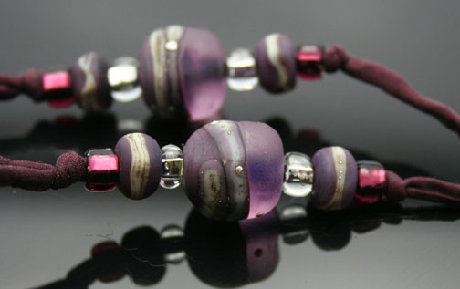 aromatherapy jewelry purple beads on silk cord