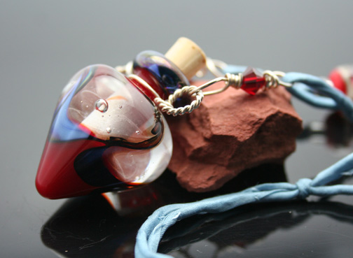 lampwork glass poison bottle necklace