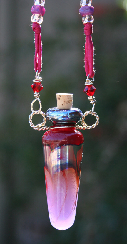 aromatherapy necklace hanging in the sunshine