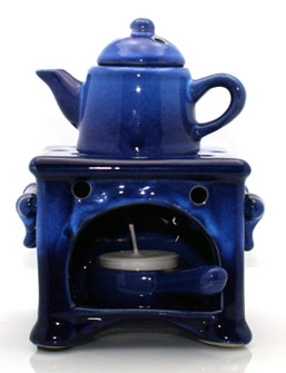 Cobalt Blue Ceramic Wood Stove Essential Oil Warmer