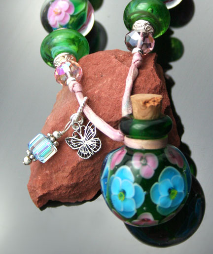 Copper and glass aromatherapy necklaces
