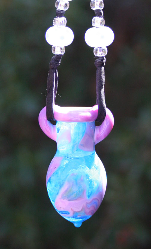 hand-blown glass aormatherapy pendant