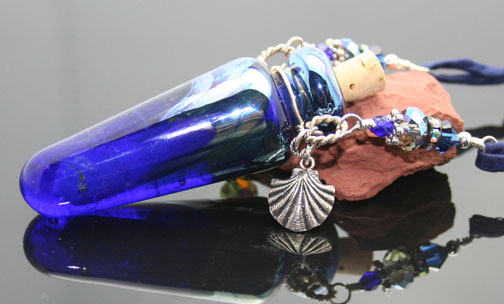 Cobalt blue glass aromatherapy jewelry