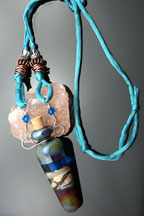 Foggy Beach Aromatherapy Necklace with pure silk cord and copper beads