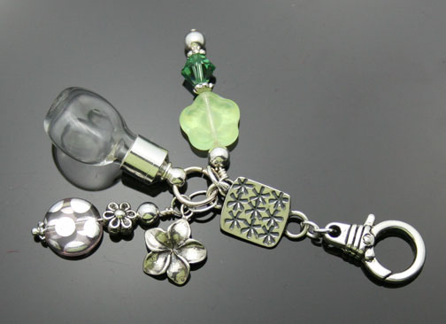 silver aromatherapy fob or decorative keychain