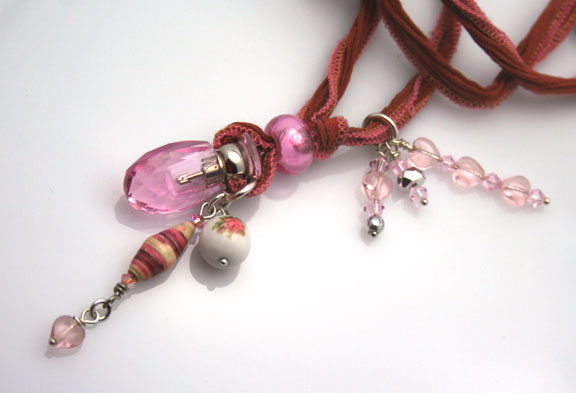 close-up of this beautiful aromatherapy necklace