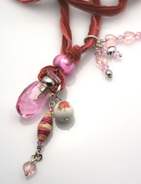 Aromatherapy necklaces on hand-dyed silk ribbon