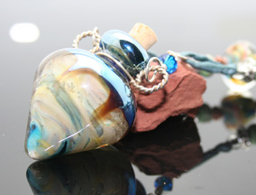 beautiful lampwork beads, glass bottle aroma jewelry