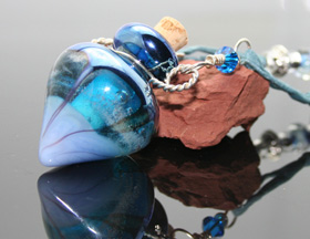 radiant aquatic glass aromatherapy necklace
