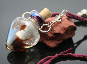 clear lampwork glass aromatherapy jewelry