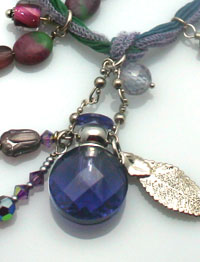 Purple Rain Aromatherapy Necklace on ribbon with beads