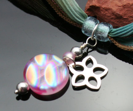 Czech glass beads and sterling silver flower charm