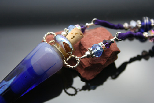 Purple Silk and Copper Aromatherapy Necklace