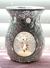 Photo of our festive Silver Crackle essential oil warmer